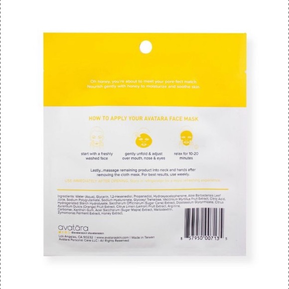🟢 AVATARA Two Sheet Masks Chill Out and Bee My Honey NWT - Picture 6 of 13